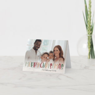 Färgfull Grönt Julfotfoto med fast Fullt Helgkort