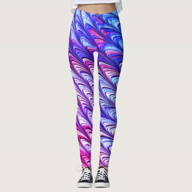 Färgfull Groovy Funky Trippy Vinkarare Abstrakt Ar Leggings (Framsida)