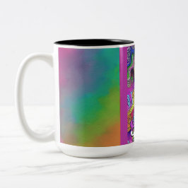 Färgfull Groovy Hippie Art Female 15 oz Två-Tonad Mugg