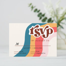 Färgfull Groovy Retro 70s QR-kod för Bröllop OSA Kort