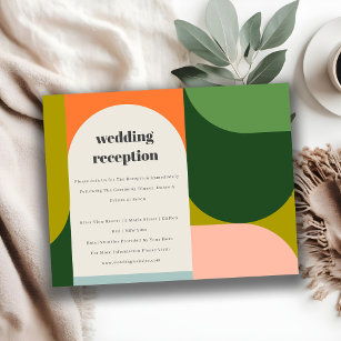 Färgfull Groovy Retro Arch Bold Wedding Reception Tilläggskort