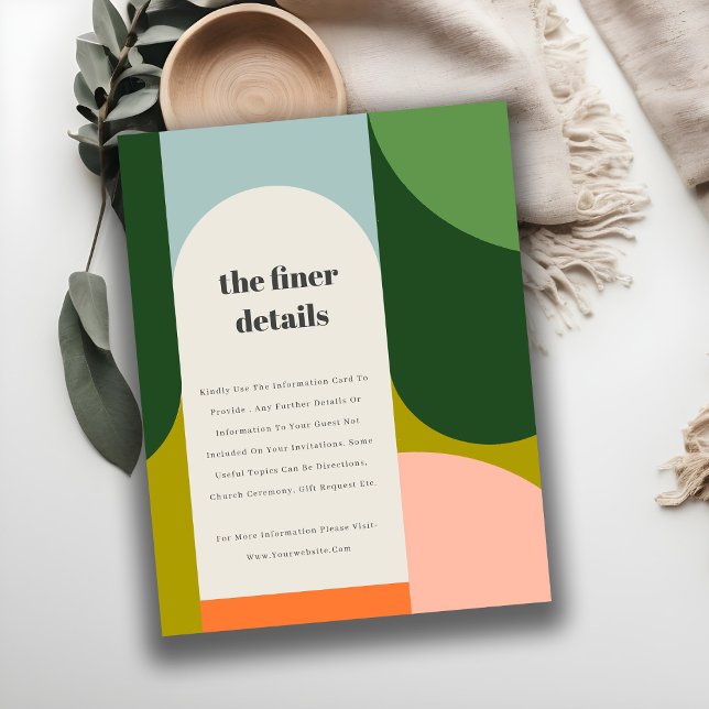 Färgfull Groovy Retro Arch fold Bröllop-detalj Tilläggskort (Skapare uppladdad)