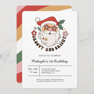 Färgfull Groovy Retro Juldag Inbjudningar