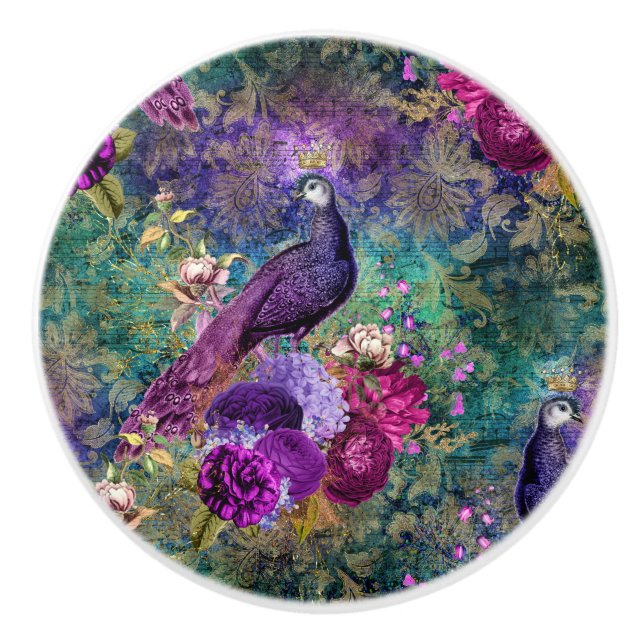 Färgfull Guld Rainbow Peacock Knopp (Framsidan)