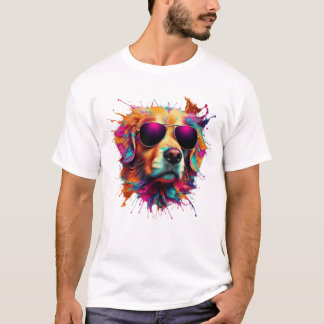Färgfull guldkopiator med solglasögon. t shirt