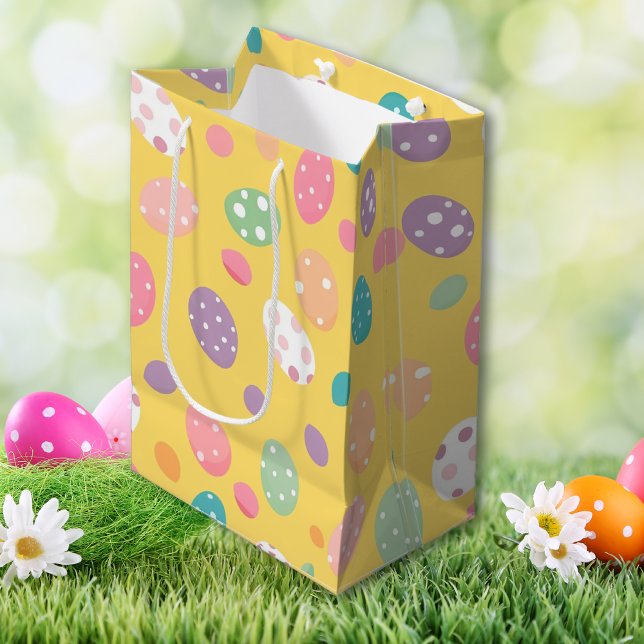 Färgfull gult Påskägg Party (Colorful yellow Easter Egg Party Medium Gift Bag)