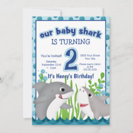 Färgfull hajstrubb 2:a födelsedag inbjudningar