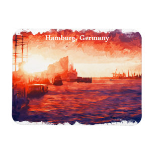 Färgfull Hamburg Tyskland Port City Travel Magnet