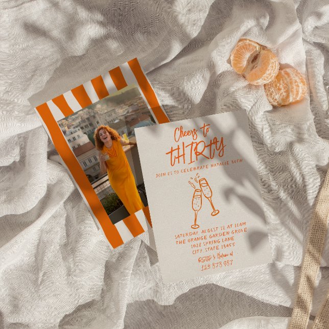 Färgfull Hand plockade 30:e Whimsical Photo Birthd Inbjudningar (Skapare uppladdad)