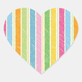 Färgfull hand plockade rand mönster hjärtformat klistermärke