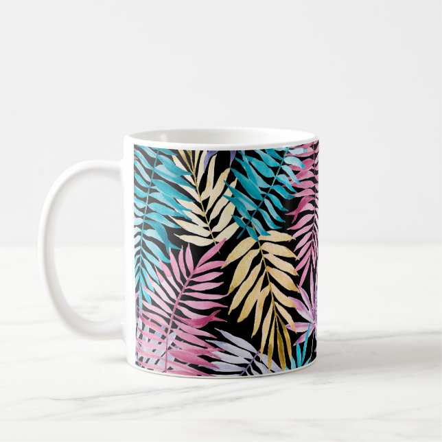 Färgfull handflatan löv mönster kaffemugg (Vänster)