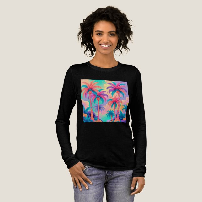 Färgfull Handflatan träd T Shirt (Hel framsida)