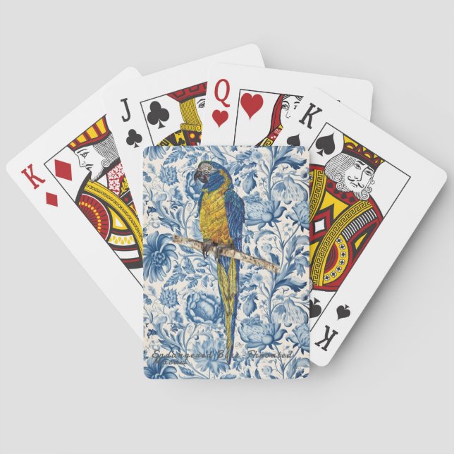 Färgfull handmålad utrotad Macaw Casinokort (Baksidan)