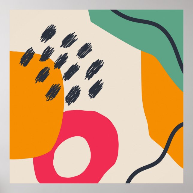 Färgfull handRitad ekologisk form Modern Art 3 Poster (Framsidan)