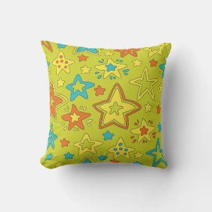 Färgfull handritad pop Star-Tecknad Doodle Bright Kudde