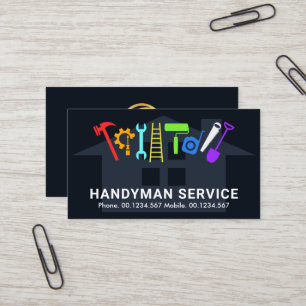 Färgfull Handyman Verktyg Home remodellering ConTR Visitkort