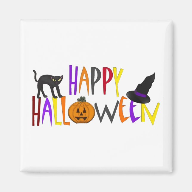 Färgfull Happy halloween Magnet (Framsidan)