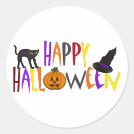 Färgfull Happy halloween Runt Klistermärke