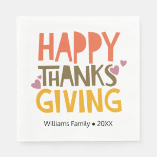 Färgfull Happy thanksgiving Personlig Party Pappersservett