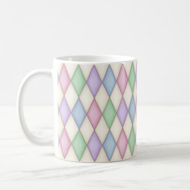 Färgfull Harlequin Diamond Check Mönster Kaffemugg (Vänster)