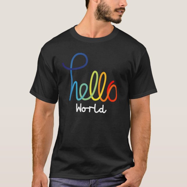Färgfull Hej World T-Shirt (Framsida)