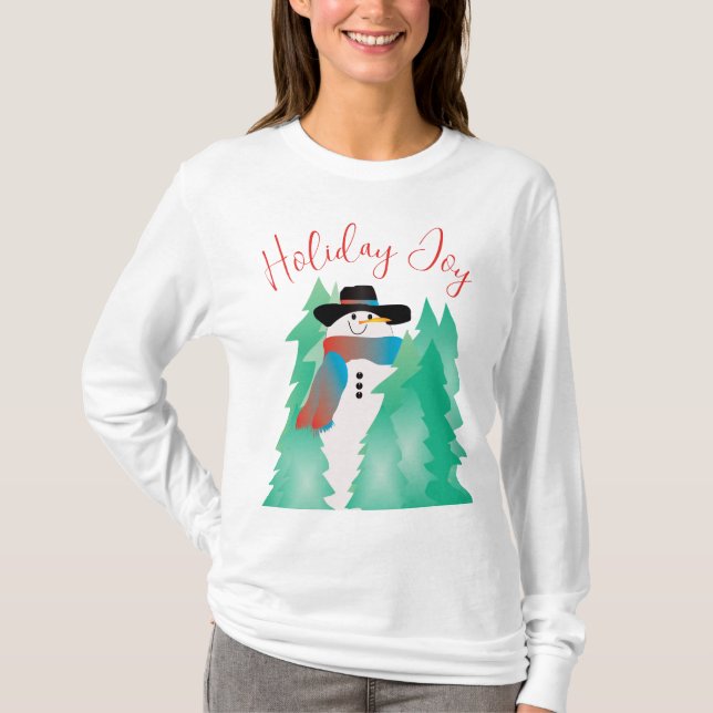 Färgfull Helgdag Snögubbe T Shirt (Framsida)
