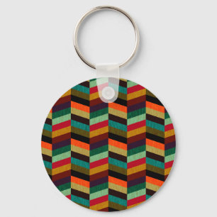 Färgfull Herringbone Mönster med flera Färgader Nyckelring