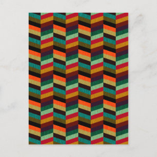 Färgfull Herringbone Stil Mönster med flera Färgad Vykort