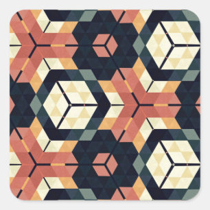Färgfull hexagonkvadrat Geometric Mönster Fyrkantigt Klistermärke