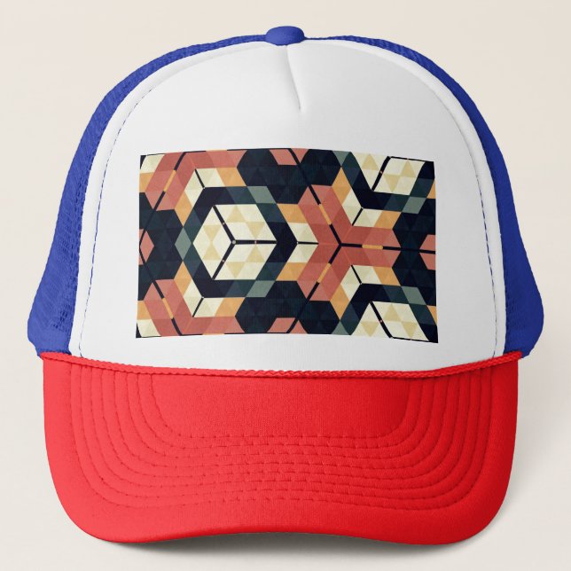 Färgfull hexagonkvadrat Geometric Mönster Keps (Framsida)