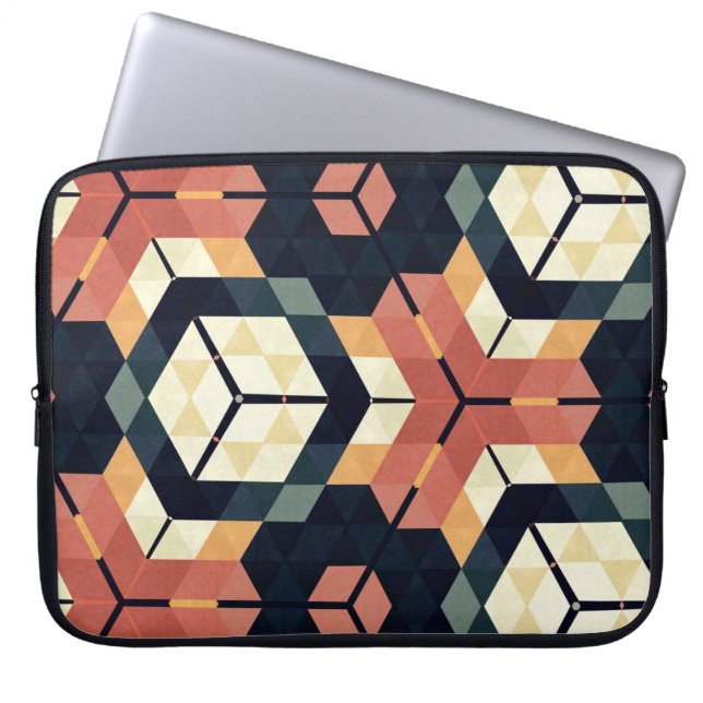 Färgfull hexagonkvadrat Geometric Mönster Laptop Fodral (Framsidan)