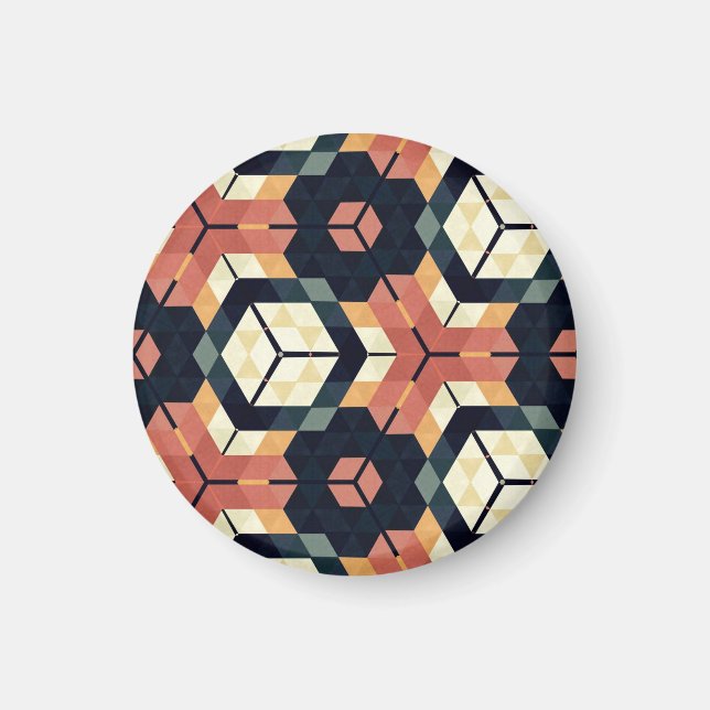 Färgfull hexagonkvadrat Geometric Mönster Magnet (Framsidan)