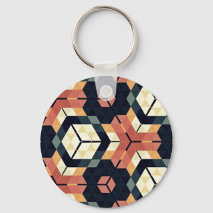 Färgfull hexagonkvadrat Geometric Mönster Nyckelring