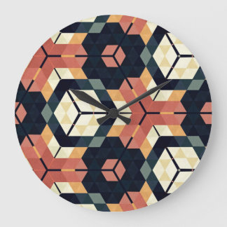 Färgfull hexagonkvadrat Geometric Mönster Stor Klocka
