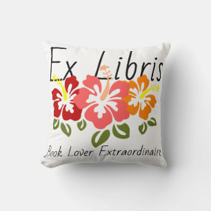 Färgfull Hibiscus Bok Älskare Kudde