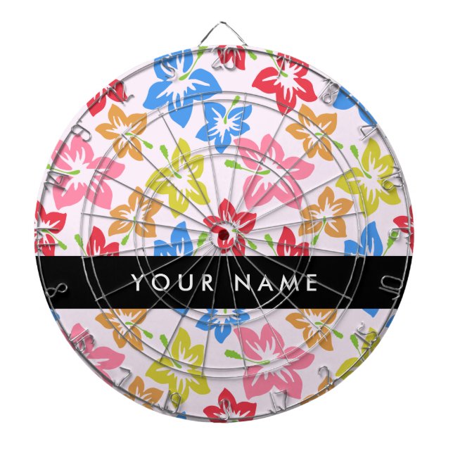 Färgfull Hibiscus, Mönster av blommor, ditt namn Darttavla (Framsidan)