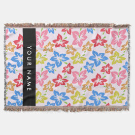 Färgfull Hibiscus, Mönster av blommor, ditt namn Filt