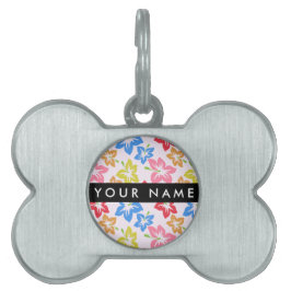 Färgfull Hibiscus, Mönster av blommor, ditt namn ID-bricka Husdjur