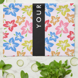 Färgfull Hibiscus, Mönster av blommor, ditt namn Kökshandduk