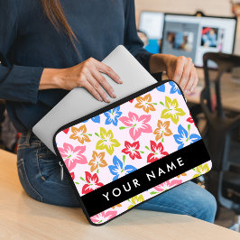 Färgfull Hibiscus, Mönster av blommor, ditt namn Laptop Fodral
