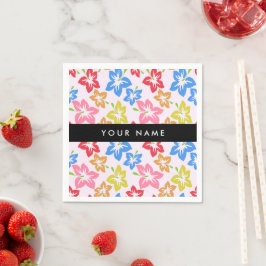 Färgfull Hibiscus, Mönster av blommor, ditt namn Pappersservett