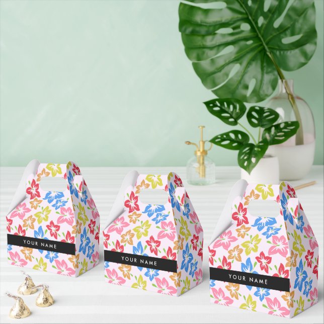 Färgfull Hibiscus, Mönster av blommor, ditt namn Presentaskar (Multipel)