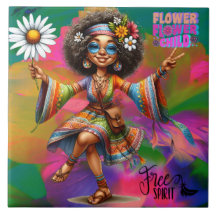 Färgfull Hippie-Chic Blommor av keramiskt plattor