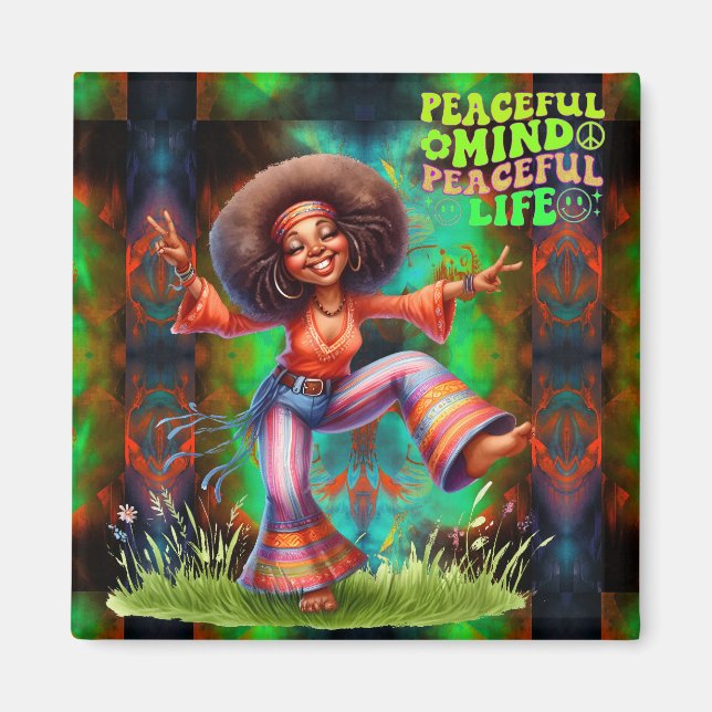Färgfull Hippie-Chic - fredlig magnet (Framsidan)