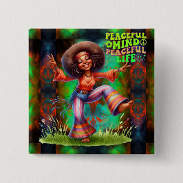 Färgfull Hippie-Chic, fredsknapp Knapp