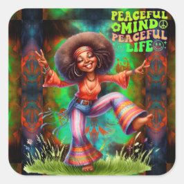 Färgfull Hippie Chic Peacval Sticker Fyrkantigt Klistermärke