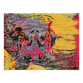 Färgfull Hippopotamus Fototryck