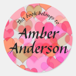 Färgfull hjärtetikett för Bokar Runt Klistermärke