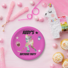 Färgfull Hockey Player Papprare Tallrikar