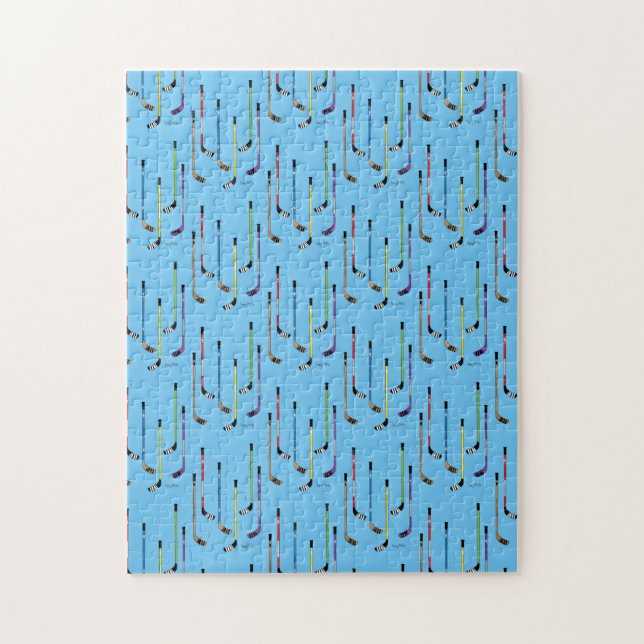 Färgfull hockey Sticks Blue Background Pussel (Vertikal)